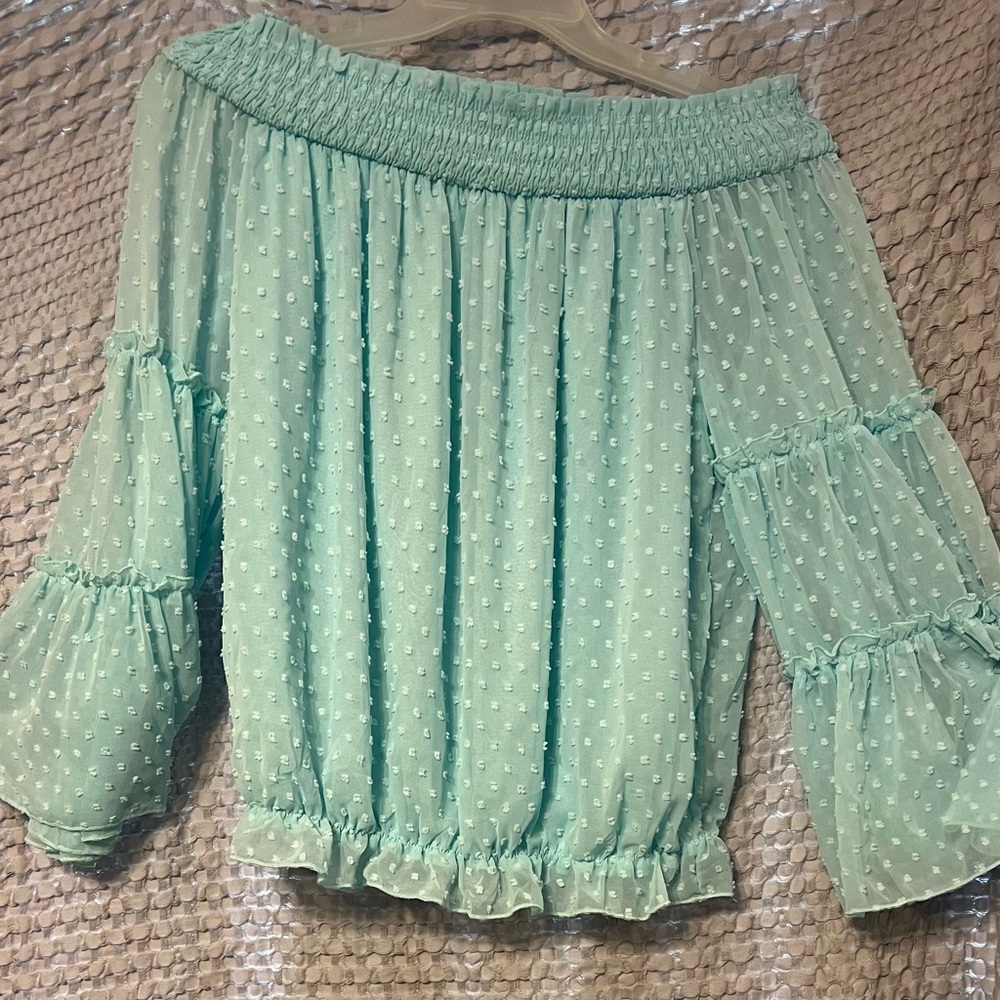 Mint Green Off-Shoulder Women's Top
